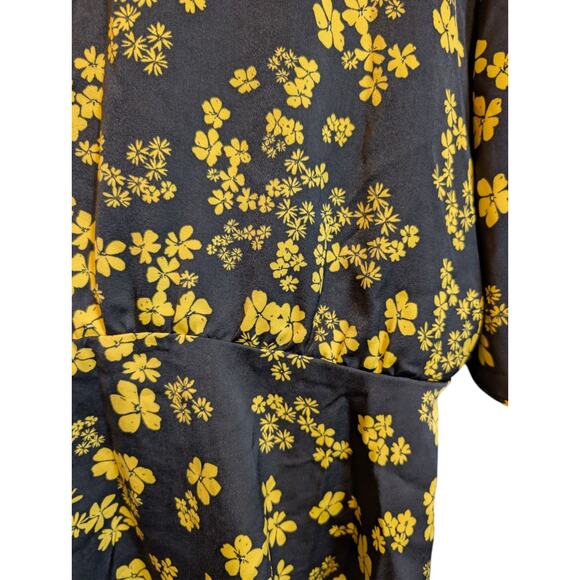 Boho Flowy Who What Wear Yellow Floral Black Peplum Blouse Flowy Top XXL - Picture 3 of 6